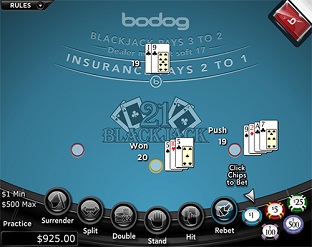 Bodog casino online Blackjack