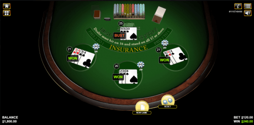 Playing online Blackjack 3 Hand