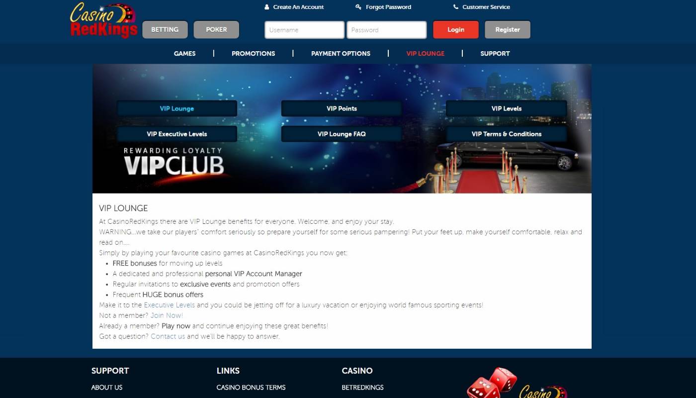 Redkings casino vip section